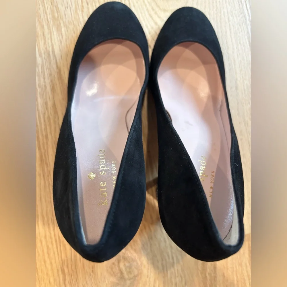 ✨ Kate Spade New York Anastasia Black Suede Glitter Block Heels size 7M - Picture 6 of 11
